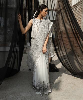 Ivory Calla Organza Saree Without Blouse 1