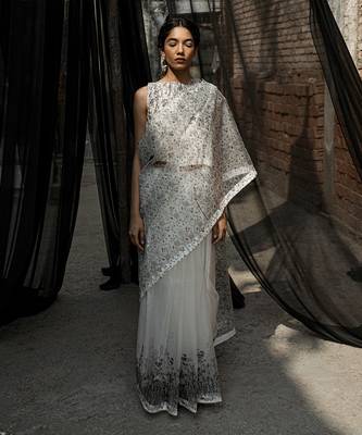 Ivory Calla Organza Saree Without Blouse 3