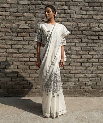 Ivory Ivy Chanderi Saree Without Blouse 2