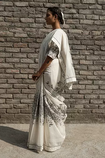 Ivory Ivy Chanderi Saree Without Blouse