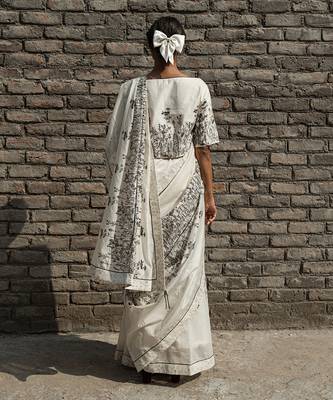 Ivory Ivy Chanderi Saree Without Blouse 4