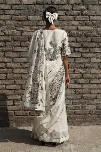 Ivory Ivy Chanderi Saree Without Blouse