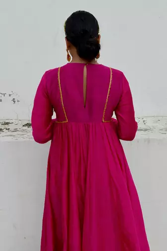 Fuschia kyra anarkali set