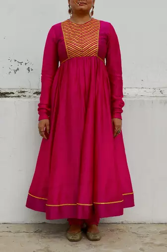 Fuschia kyra anarkali set