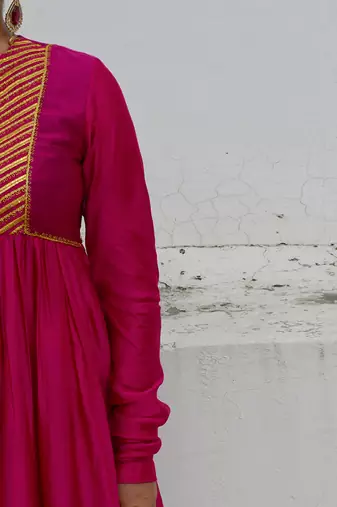 Fuschia kyra anarkali set