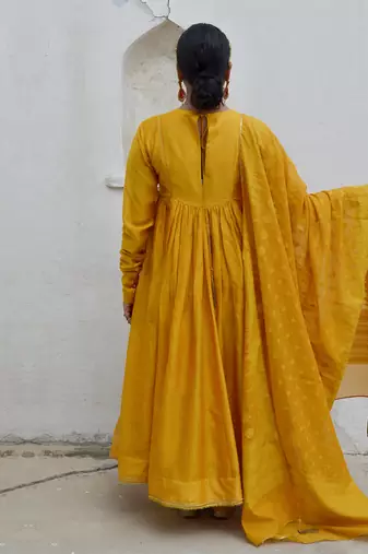 Mustard amara anarkali set