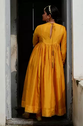 Mustard amara anarkali set