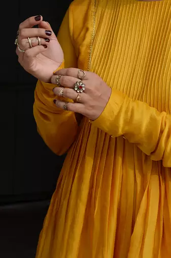 Mustard amara anarkali set