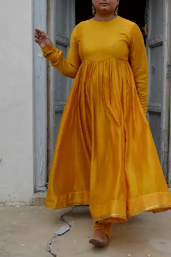 Mustard amara anarkali set