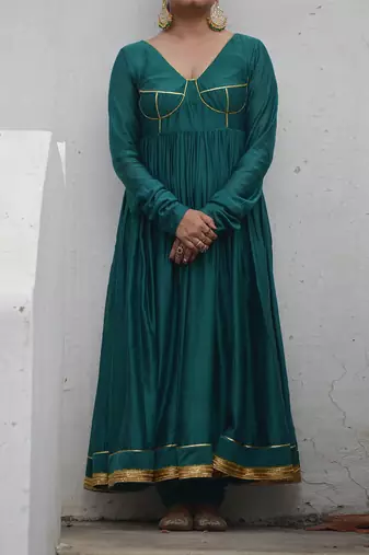 Green avni anarkali set