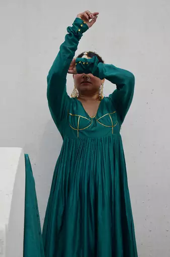 Green avni anarkali set