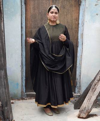 Black saanjh anarkali set 1