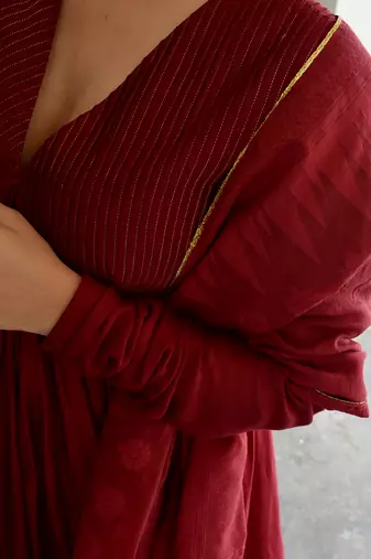 Wine aria anarkali set
