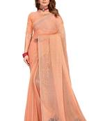 Peach Embroidered Art Silk Saree With Blouse Piece