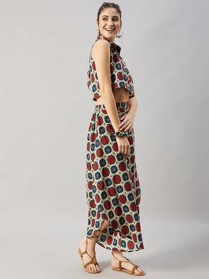 Winered woman brown and orange box print co-ord set 6