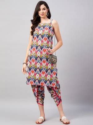 Winered woman multi-coloured print strap kurta & dhoti co-ord set 1