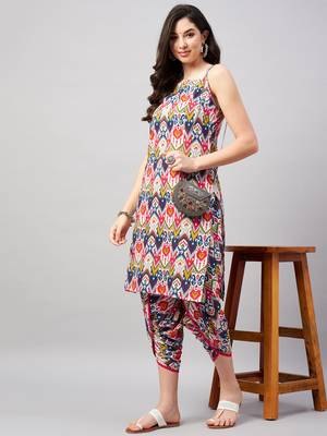 Winered woman multi-coloured print strap kurta & dhoti co-ord set 2