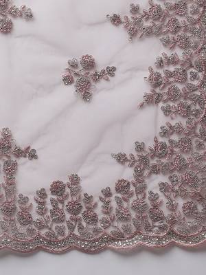 Kasee Women'S Lavender Woven Design Floral Embroidered Net Saree With Unstitched Blouse Piece 4