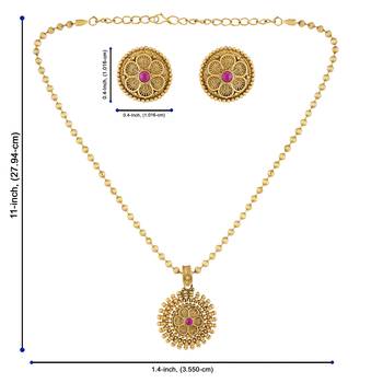 antique matte gold ruby red stone south indian temple jewellery set for women 1