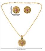 antique matte gold ruby red stone south indian temple jewellery set for women