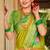 Parrot green silk jacquard woven saree with blouse