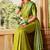 Parrot green silk jacquard woven saree with blouse