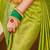 Parrot green silk jacquard woven saree with blouse