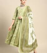 Green Printed Pure Cotton Kurta Set