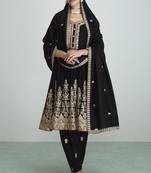 Black Premium Silk Embroidery Readymade Suits
