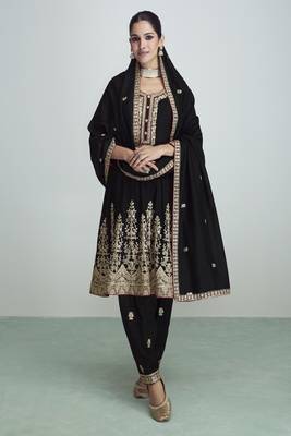 Black Premium Silk Embroidery Readymade Suits 2