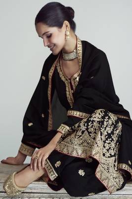 Black Premium Silk Embroidery Readymade Suits 4