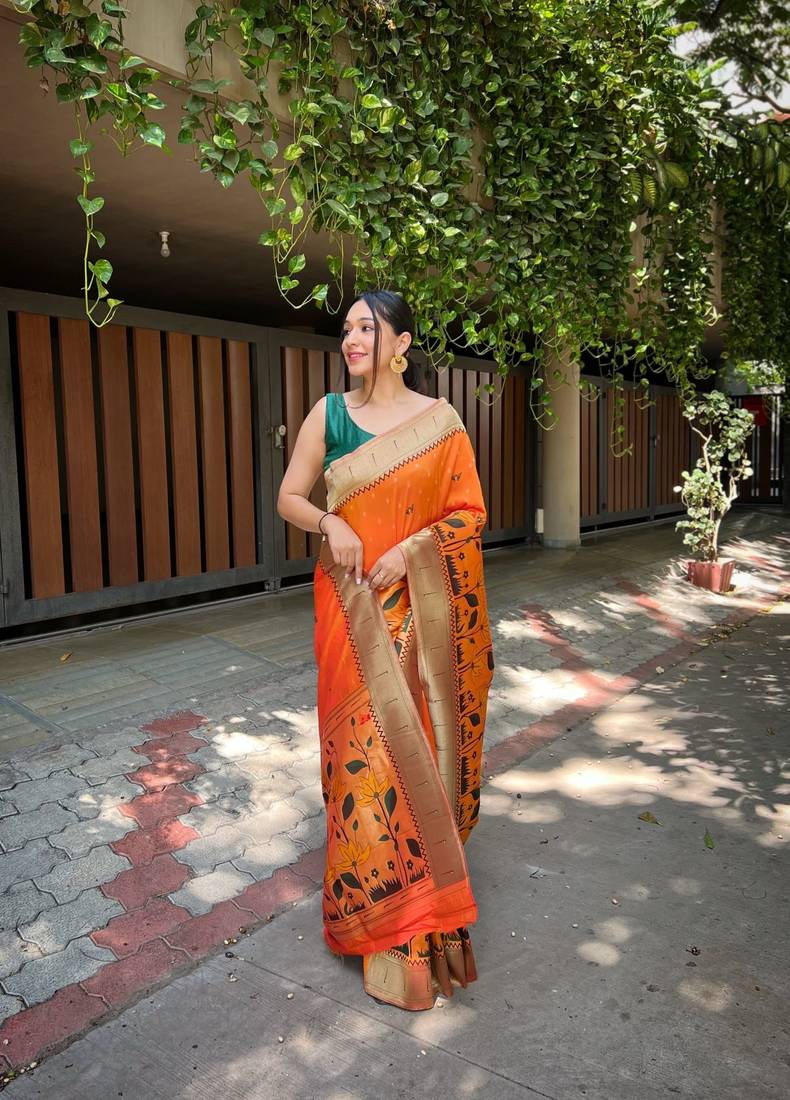 ORANGE GORGEOUS SILK  SAREE