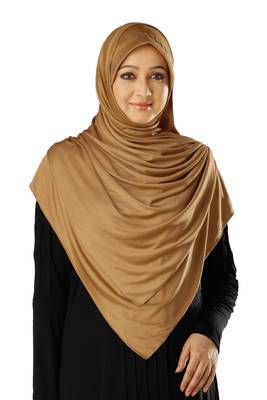 Gold Poly Cotton Ready To Wear Islamic Hijab 3