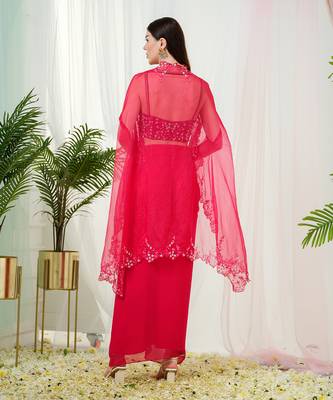 Hot pink elara dhoti cape set 3