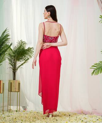 Hot pink elara dhoti cape set 4