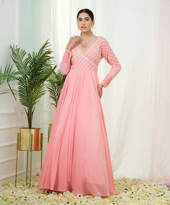 Pink mystique anarkali gown with dupatta 3
