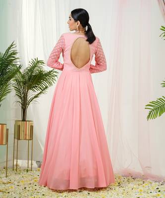 Pink mystique anarkali gown with dupatta 4