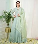 Mint green sorrel anarkali gown with dupatta