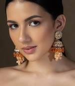 Gold polki jhumka eartings