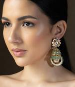 Gold played polki beaded jhumka earrings