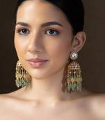 Multi colour polki jhumka earrings