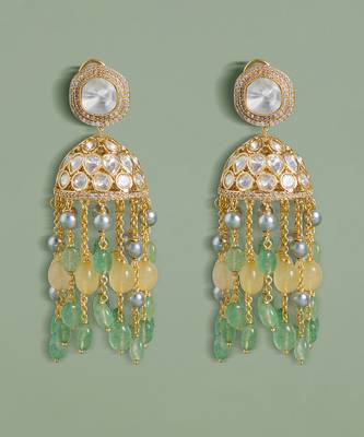 Multi colour polki jhumka earrings 3