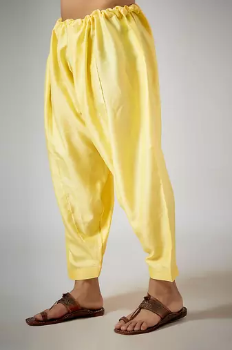 Yellow embroidered pathani set