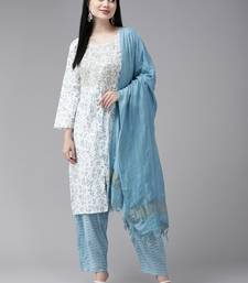Sky Blue Alia Cut Kurtis Set for Women with Thread Work main image 1
