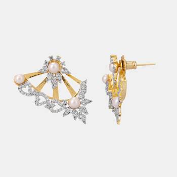 Women gold-plated cz stone-studded handcrafted stud 2