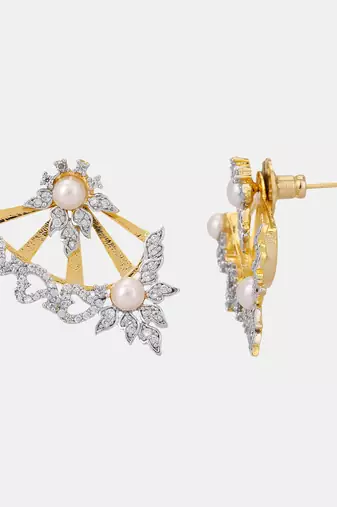 Women gold-plated cz stone-studded handcrafted stud
