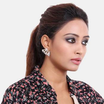 Women gold-plated cz stone-studded handcrafted stud 3
