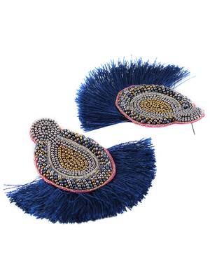 Gold-plated & blue teardrop shaped drop earrings 2