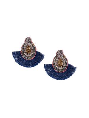 Gold-plated & blue teardrop shaped drop earrings 3