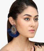 Gold-plated & blue teardrop shaped drop earrings